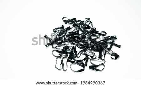 black rubber band on white