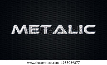 Metallic typography textured with iron sheets with dark mesh background. 