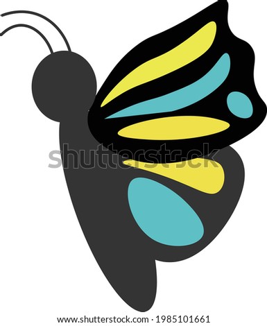 Illustration of a simple sideways swallowtail butterfly