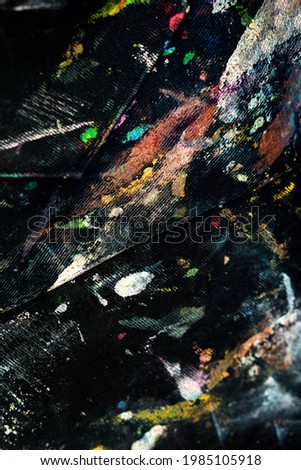 Abstract Backdrop Art Paint Strokes On Black Background. Color Texture. Fragment Of Artwork.