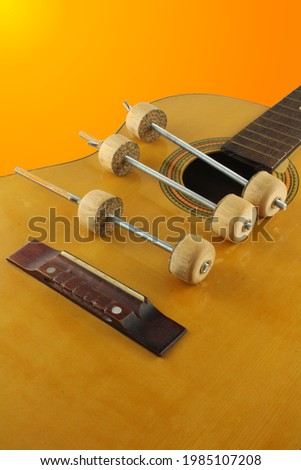Broken guitar, musical instruments repair concept