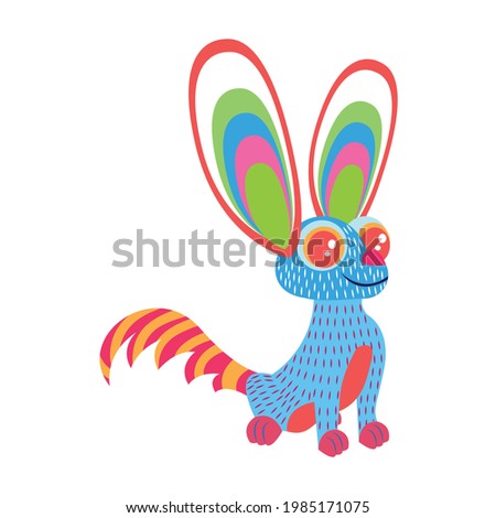Isolated mexican fox alebrije character Vector illustration