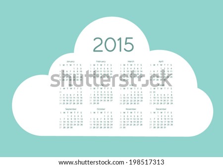 Cloud calendar on 2015 year. Vector illustration