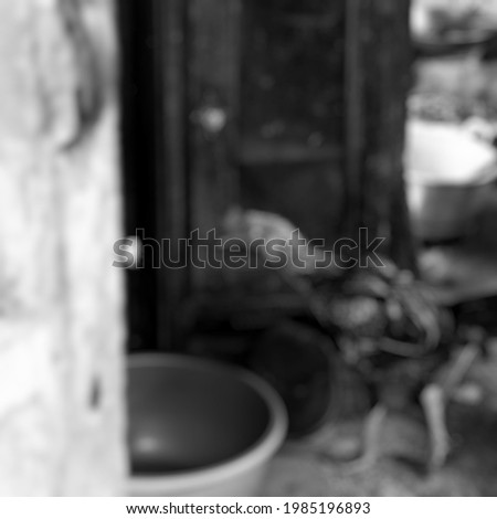 Blur photo of the kitchen and its various utensils, photo of a simple Indonesian house rumah