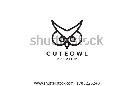 cute eyes owl head logo symbol vector icon illustration graphic design