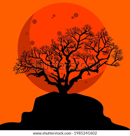 dry tree silhouette with moon background