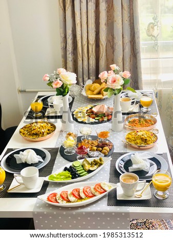 Beautiful Home made Breakfast or Brunch Table Settings
