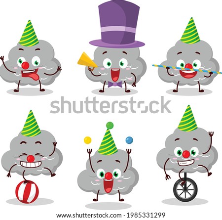 Cartoon character of dark cloud with various circus shows. Vector illustration