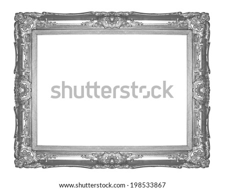 The antique silver frame on the white  background