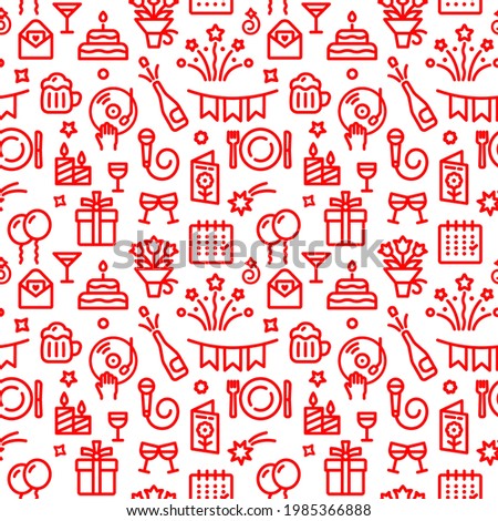 illustration of the red outlines celebrations and event seamless pattern