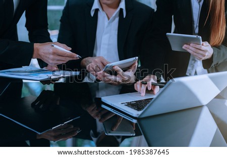 Project manager working and update tasks with milestones progress planning and photo professional investor working new start up project in the Office.