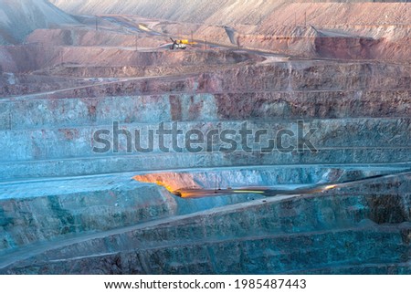 Close-up of an open-pit copper mine in Peru.