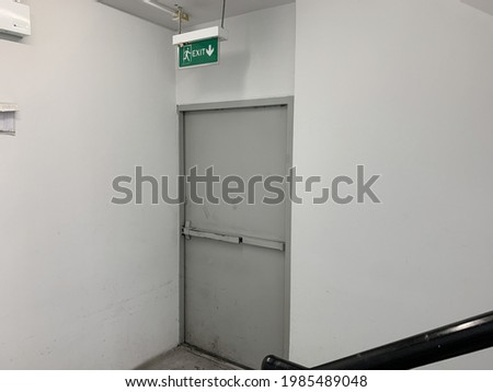 Building Emergency Exit with Exit Sign , Secure door for fire exit
