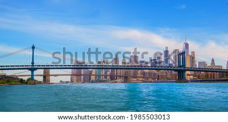 Manhattan Bridge  Manhattan skyline  background ,New York City, USA