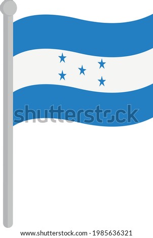 Vector illustration of the flag of Honduras on a pole
