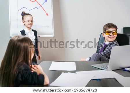 Speeches of businessmen in a business meeting. An office worker will present their analytics and income forecast. Portrait of businessmen in a conference