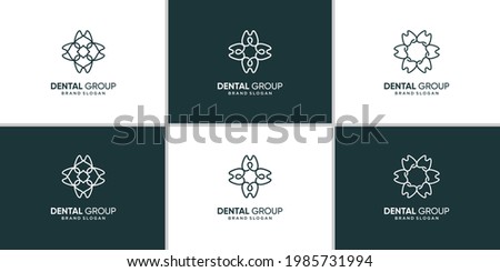 Group of dental logo icon with creative abstract concept Premium Vector