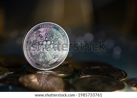 Cardano ADA cryptocurrency token digital crypto currency coin for defi decentralized financial Royalty-Free Stock Photo #1985733761