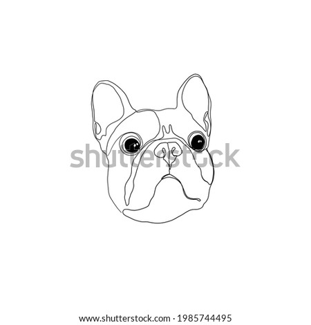 Hand drawn illustrations Face dog line art. Minimalist style drawing. One line artwork design for Print, Cover, Wallpaper, Web design, Minimal wall art.