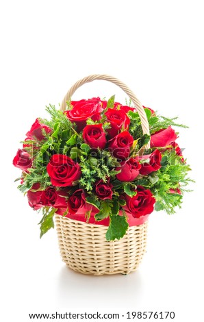 Rose basket isolated on white