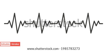 Heart cardiogram line icon. Simple outline style. pulse, ecg, ekg, hertbeat, electrocardiogram, graph, rhythm cardioid concept. Vector illustration isolated on white background. Editable stroke EPS 10 Royalty-Free Stock Photo #1985783273