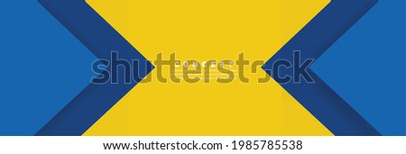 Yellow and blue background with stripes. Vector abstract background texture design, bright poster. Abstract background modern hipster futuristic graphic. Multi-layer effect with texture. Royalty-Free Stock Photo #1985785538