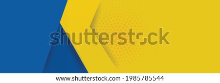 Yellow and blue background with stripes. Vector abstract background texture design, bright poster. Abstract background modern hipster futuristic graphic. Multi-layer effect with texture. Royalty-Free Stock Photo #1985785544