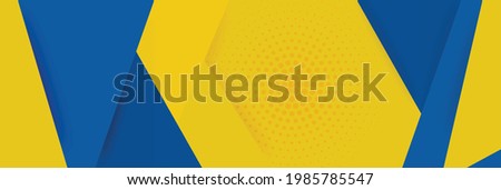 Yellow and blue background with stripes. Vector abstract background texture design, bright poster. Abstract background modern hipster futuristic graphic. Multi-layer effect with texture. Royalty-Free Stock Photo #1985785547
