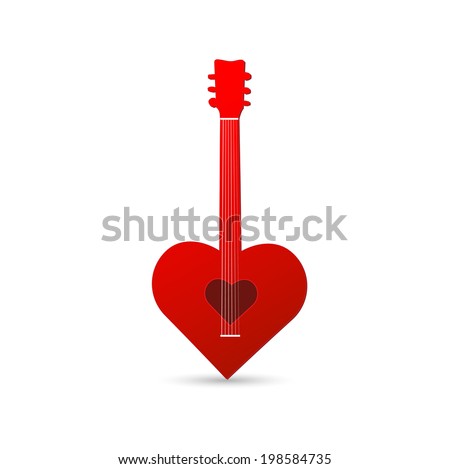 Illustration of a heart guitar isolated on a white background.