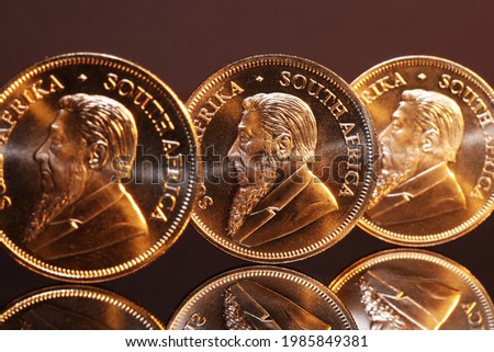 Close up of Krugerrand gold coins
