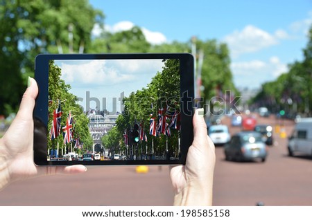 The Mall on the screen of a tablet. London