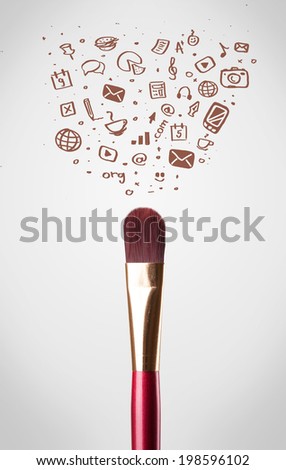 Paintbrush close-up with sketchy social media icons