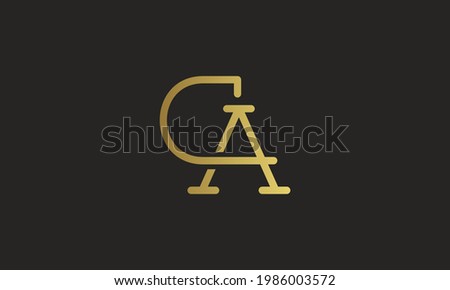 letter ca initials monogram in golden gradient with black background abstract logo for company.