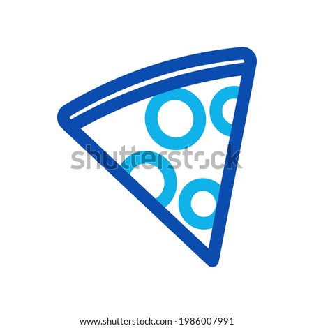 Two-color thin line pizza slice vector icon illustration on a white background.  Royalty-free and fully editable.