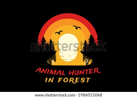 T-shirt Title animal hunter in forest color orange white and yellow
