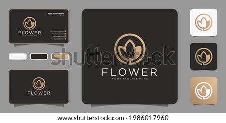 minimalistic flower logo with woman face and circle icon design,symbol and business card