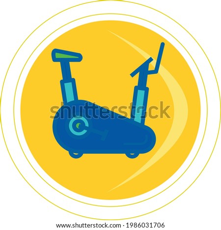 fitness icons, multicolored vector image, circular yellow background.