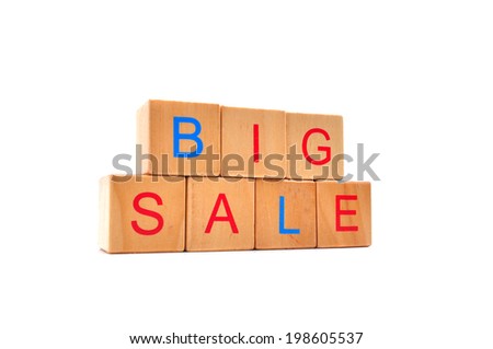 Big sale - text in wooden cubes, business shopping concept words