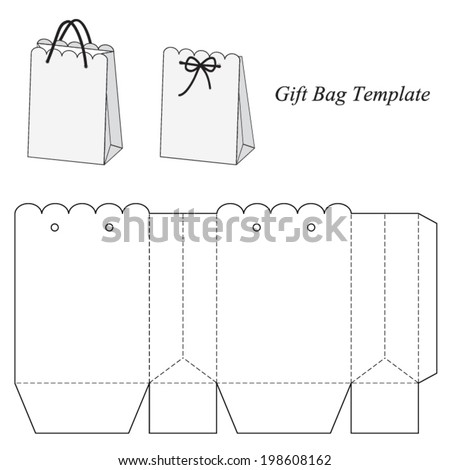 Interesting gift bag template, vector illustration