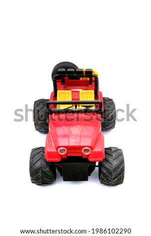 Red Off Road Car Toy Isolated on White Background