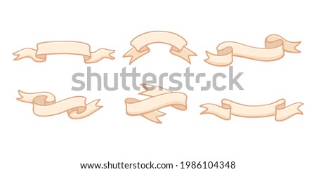 Set of simple decorative hand drawn  ribbon. Vector design element.