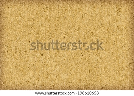 Photograph of recycle bright yellow paper coarse grain, vignette, grunge texture sample