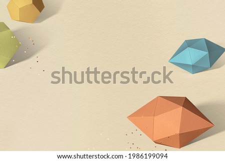 3D colorful elongated hexagonal bipyramid and gray pentagon dodecahedron design element