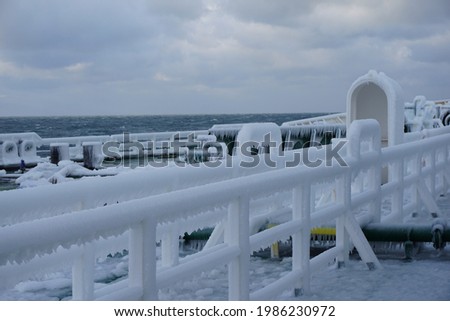 Ice accretion onboard Ship in Baltic and North Sea Royalty-Free Stock Photo #1986230972