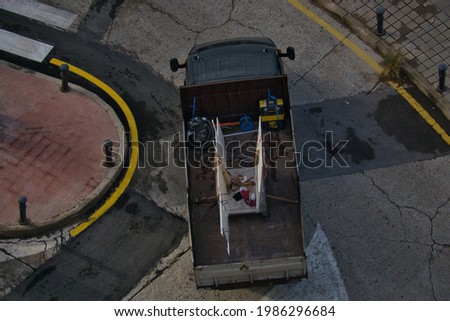 aerial view of truck in the city of Alicante, in the Valencian Community, Spain. landscape