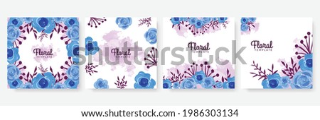 Summer banner watercolor greeting card collection for social media post or story templates. Colorful floral background vector illustration.Can be use for greeting card, wedding invitation, birthday