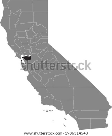 Black highlighted location map of the US Contra Costa county inside gray map of the Federal State of California, USA Royalty-Free Stock Photo #1986314543