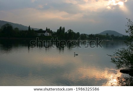 Sunset lake. This photo make in Switzerland.