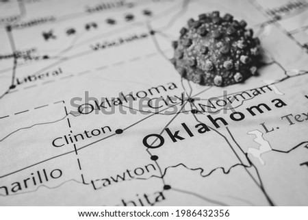 Oklahoma on coronavirus map background