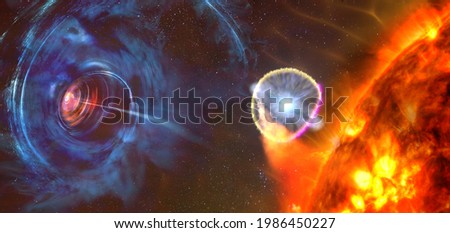 The struggle of opposites in outer space. Matter versus antimatter, star versus black hole. Cold versus hot. The elements of this image furnished by NASA.